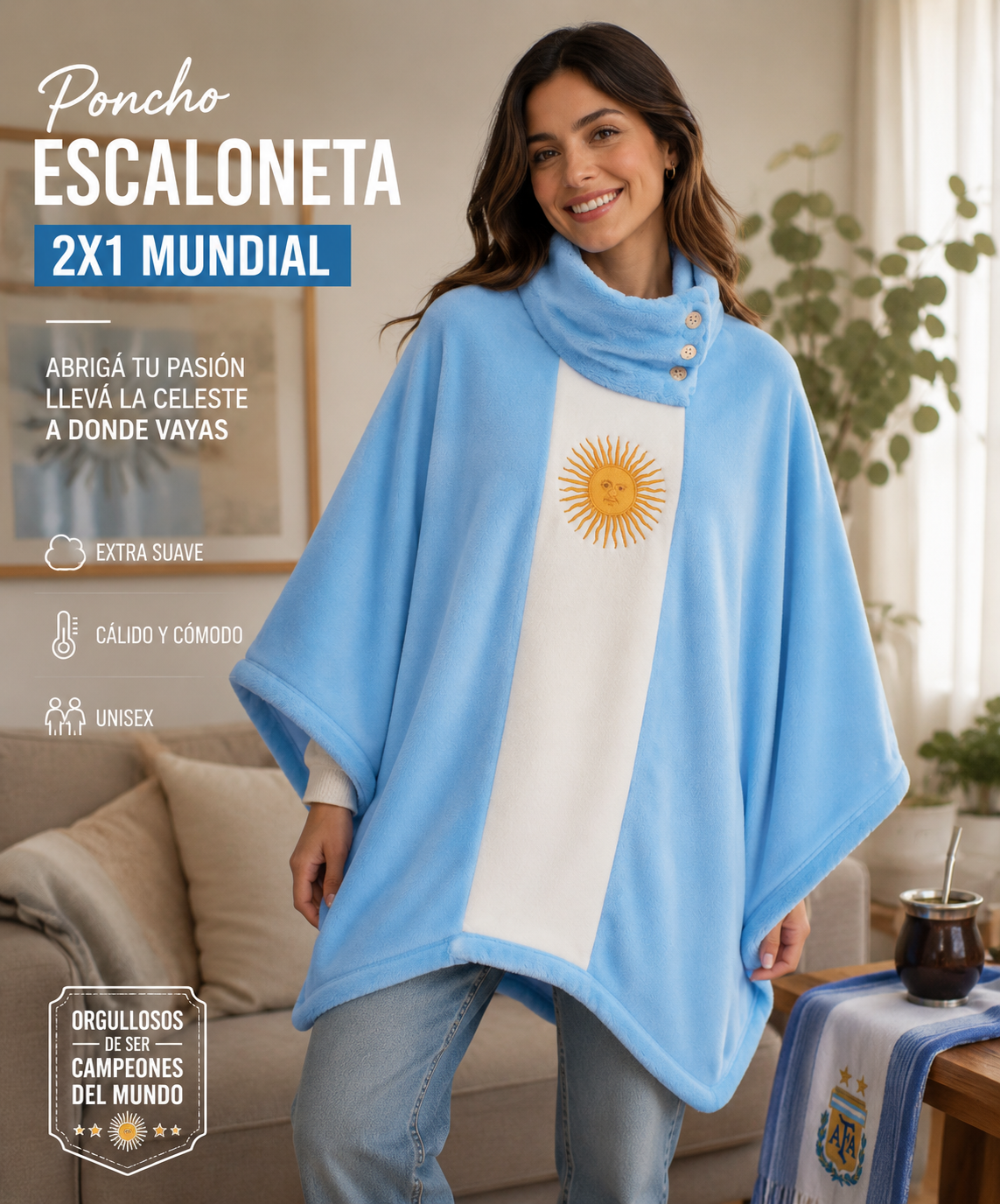 PONCHO ESCALONETA 2X1 MUNDIAL